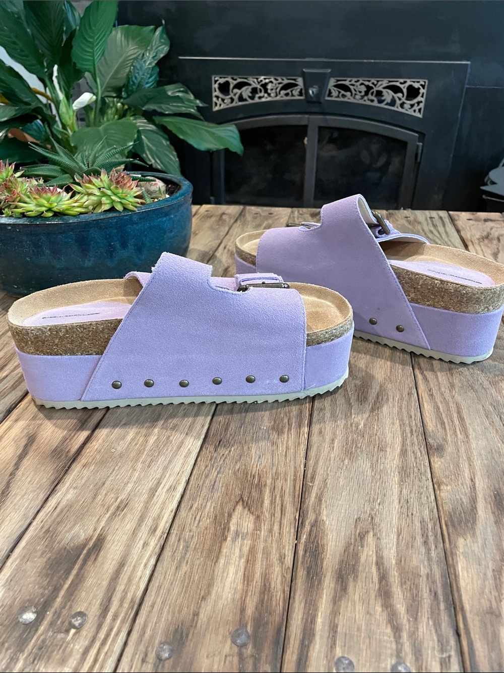 Intentionally Blank Lilac Cooper Platform Slide Sandals w/ Buckle Straps Size 39 - Picture 6 of 8